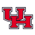 The image shows the University of Houston logo, featuring a stylized red UH with a blue outline.