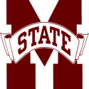 Logo of Mississippi State University with a large maroon M and a white banner across it displaying the word STATE in maroon letters.