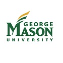 George Mason University logo with green and yellow design elements.