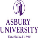 Logo of Asbury University featuring a stylized chapel illustration above the name. Established 1890 is written below.