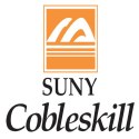 SUNY Cobleskill logo featuring orange graphic of hills and text below.