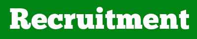 Green banner with the word Recruitment in bold, white text.